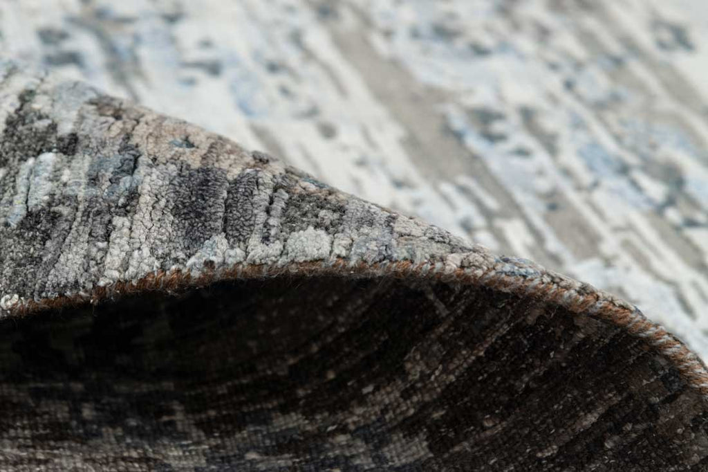 Luxury - Pristine Grey Brown Blue Wool & Silk Hand Knotted Premium Carpet