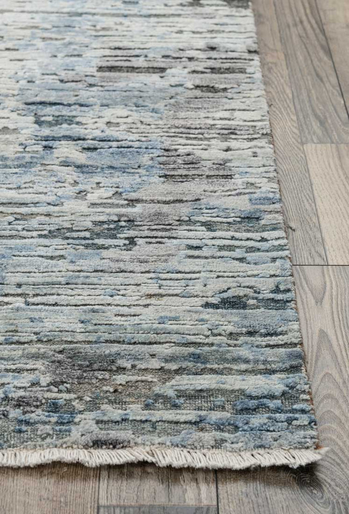 Luxury - Pristine Grey Brown Blue Wool & Silk Hand Knotted Premium Carpet