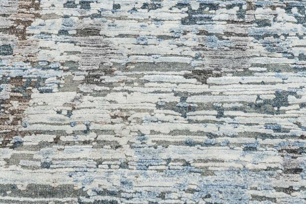 Luxury - Pristine Grey Brown Blue Wool & Silk Hand Knotted Premium Carpet