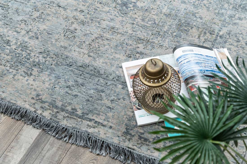 Luxury - Pristine Grey Blue Woolen Hand Knotted Premium Carpet