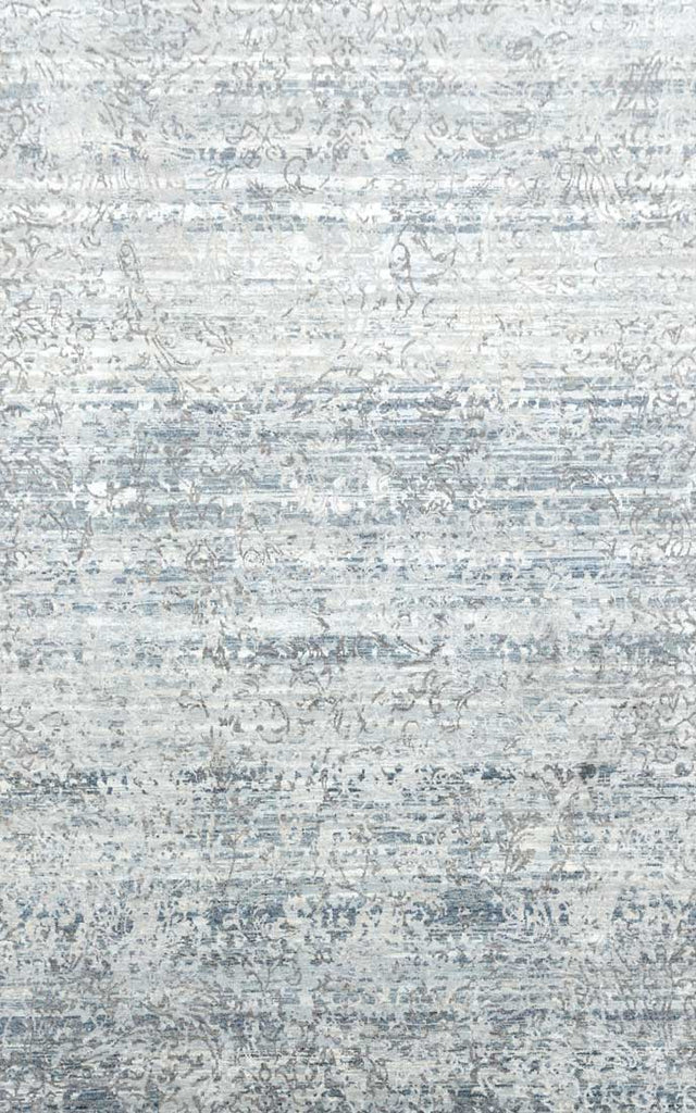 Luxury - Pristine Grey Blue Wool & Silk Hand Knotted Premium Carpet
