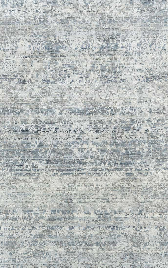 Luxury - Pristine Grey Blue Wool & Silk Hand Knotted Premium Carpet
