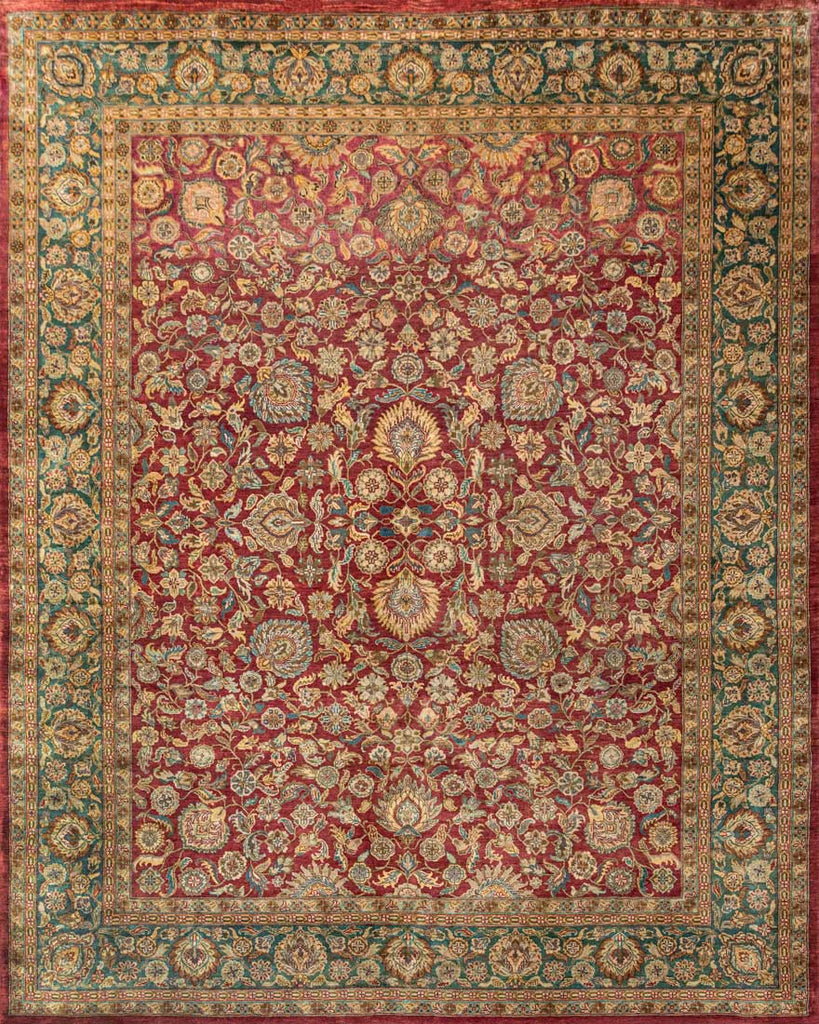 Luxury - Thewa Red Green Woolen Hand Knotted Premium Carpet