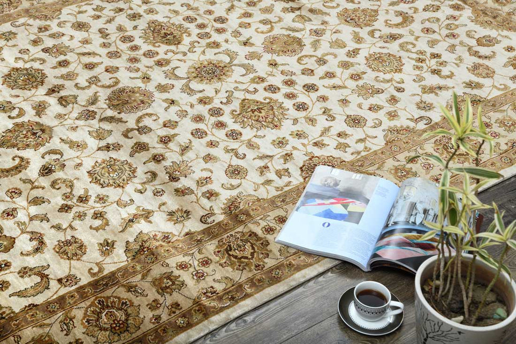 Luxury - Kashmere Trunk Beige Camel Silk Hand Knotted Premium Carpet