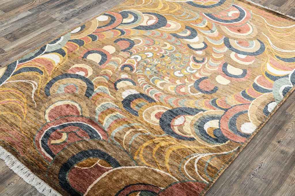 Luxury - Kashmere Spiral Rust Multi Pure Silk Hand Knotted Premium Carpet