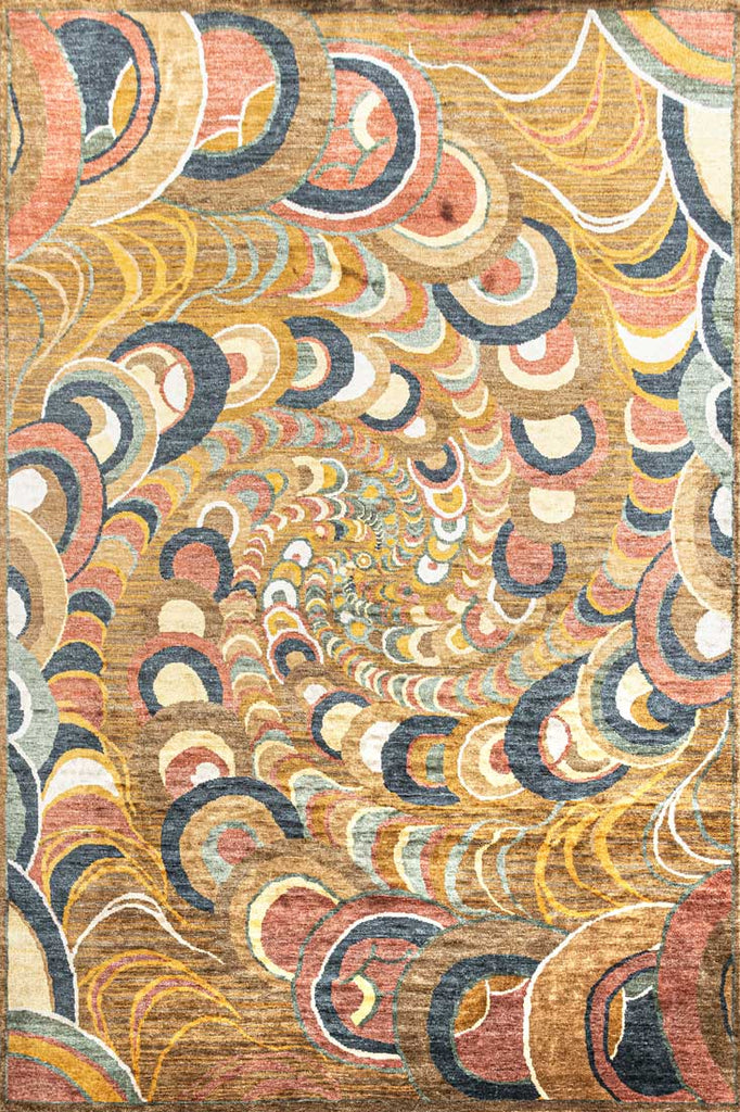 Luxury - Kashmere Spiral Rust Multi Pure Silk Hand Knotted Premium Carpet
