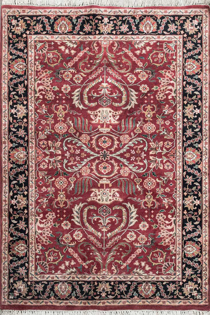 Luxury - Carnival Red Black Wool & Silk Hand Knotted Premium Carpet