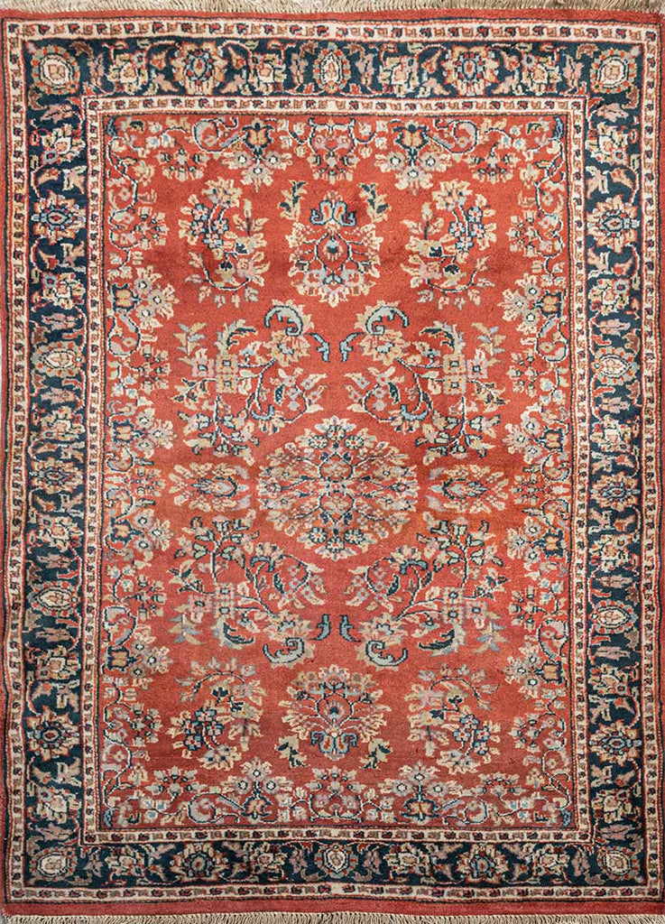 Luxury - Beetel Red Dark Blue Woolen Hand Knotted Premium Carpet