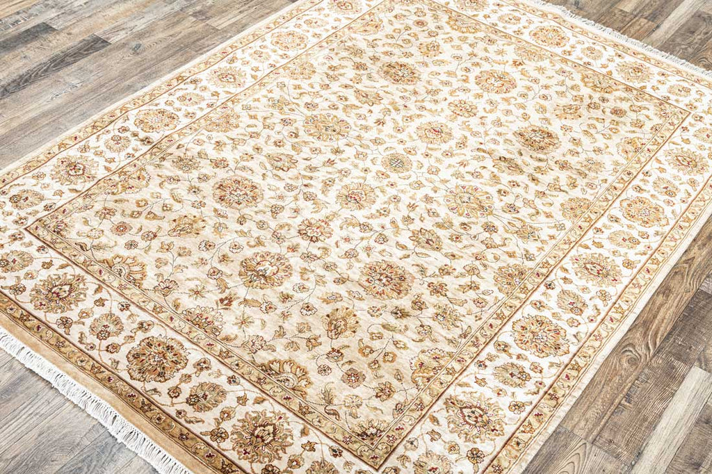 Luxury - Kashmere Light Beige Ivory Pure Silk Hand Knotted Premium Carpet