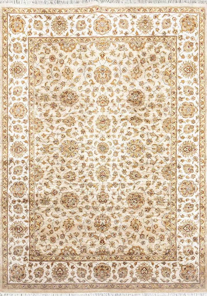 Luxury - Kashmere Light Beige Ivory Pure Silk Hand Knotted Premium Carpet