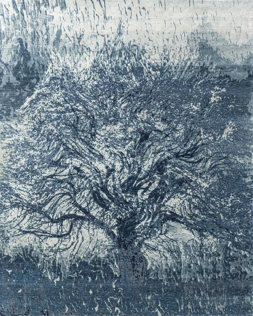 Luxury - Tree of Life Blue Grey Wool & Silk Hand Knotted Premium Carpet