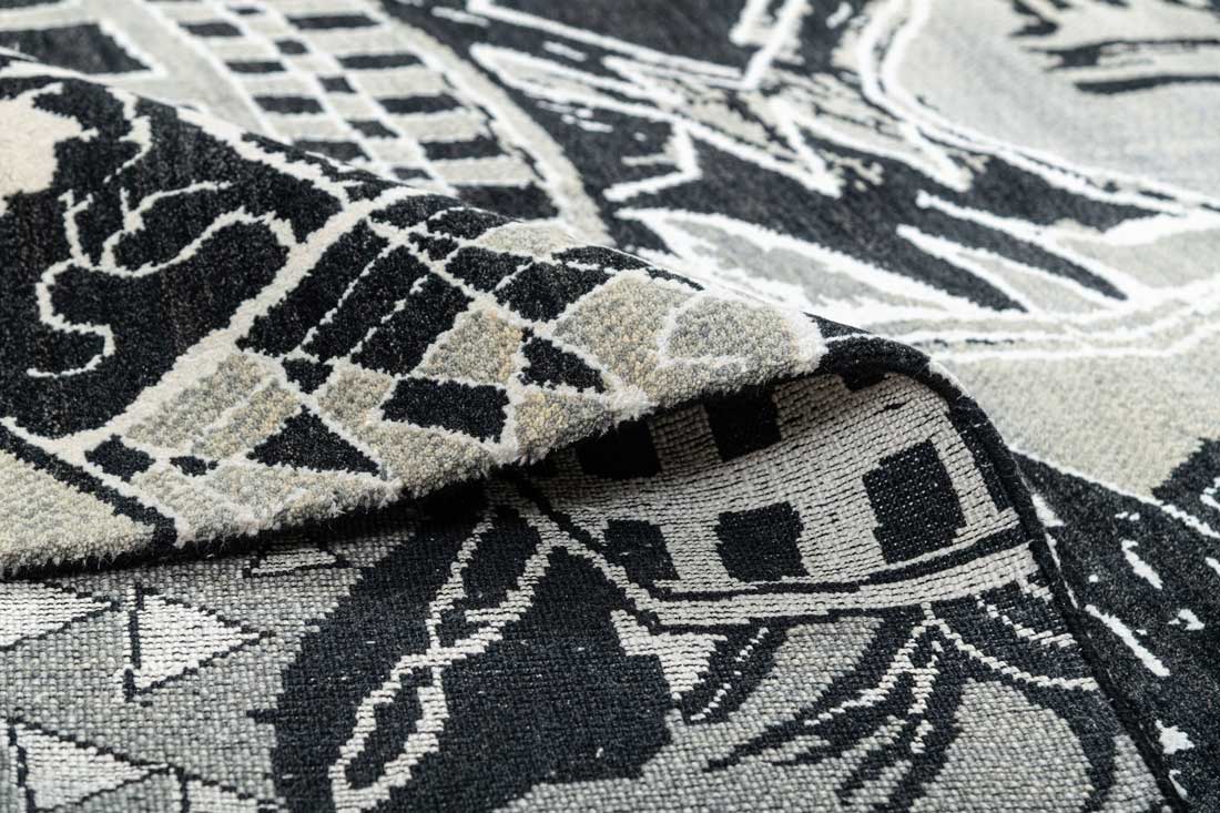 Buy Luxury Studio Grey Black Woolen Hand Knotted Premium Carpet Online ...