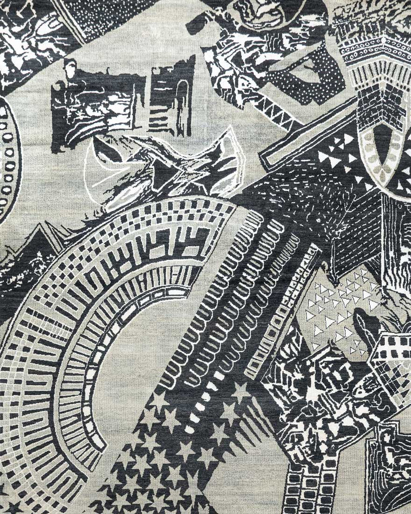 Luxury - Studio Grey Black Woolen Hand Knotted Premium Carpet