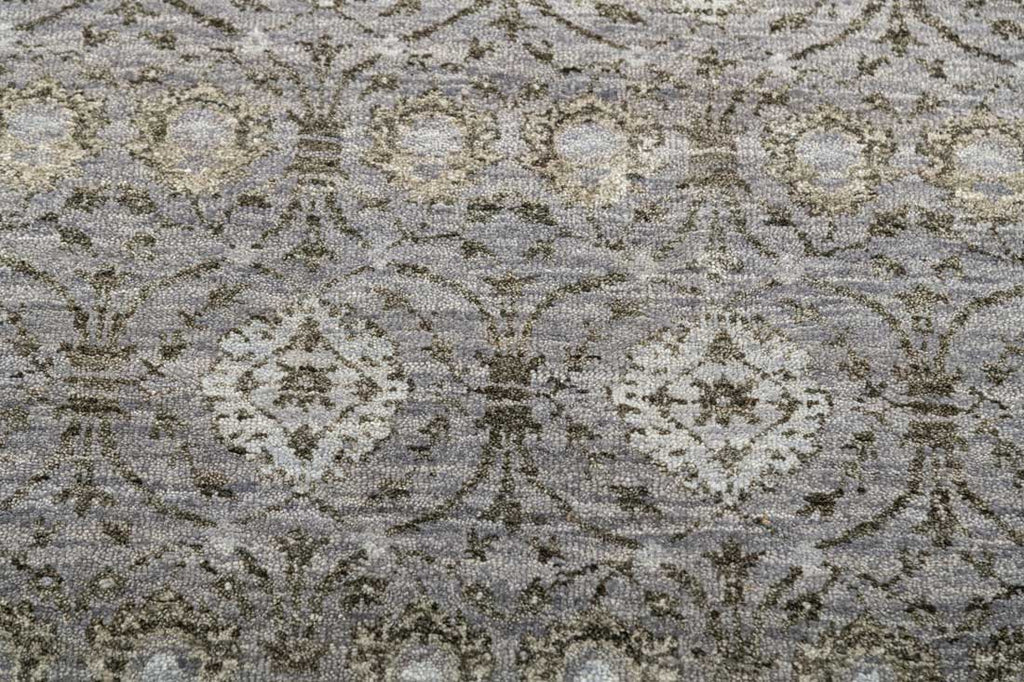 Luxury - Recurrent Grey Green Wool & Bamboo Silk Hand Knotted Premium Carpet