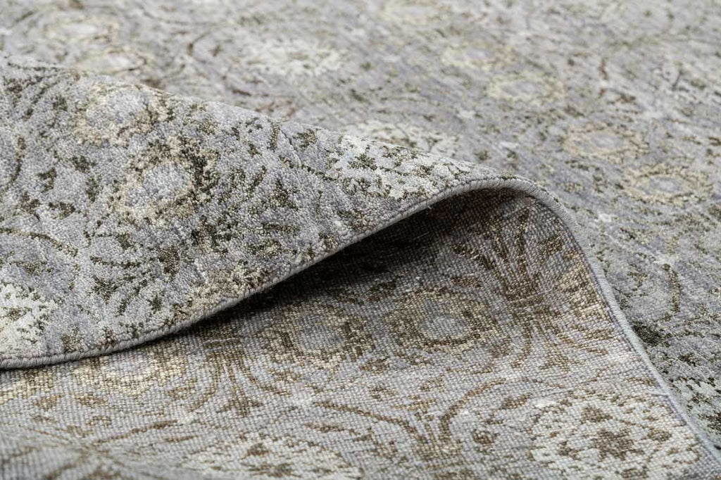 Luxury - Recurrent Grey Green Wool & Bamboo Silk Hand Knotted Premium Carpet