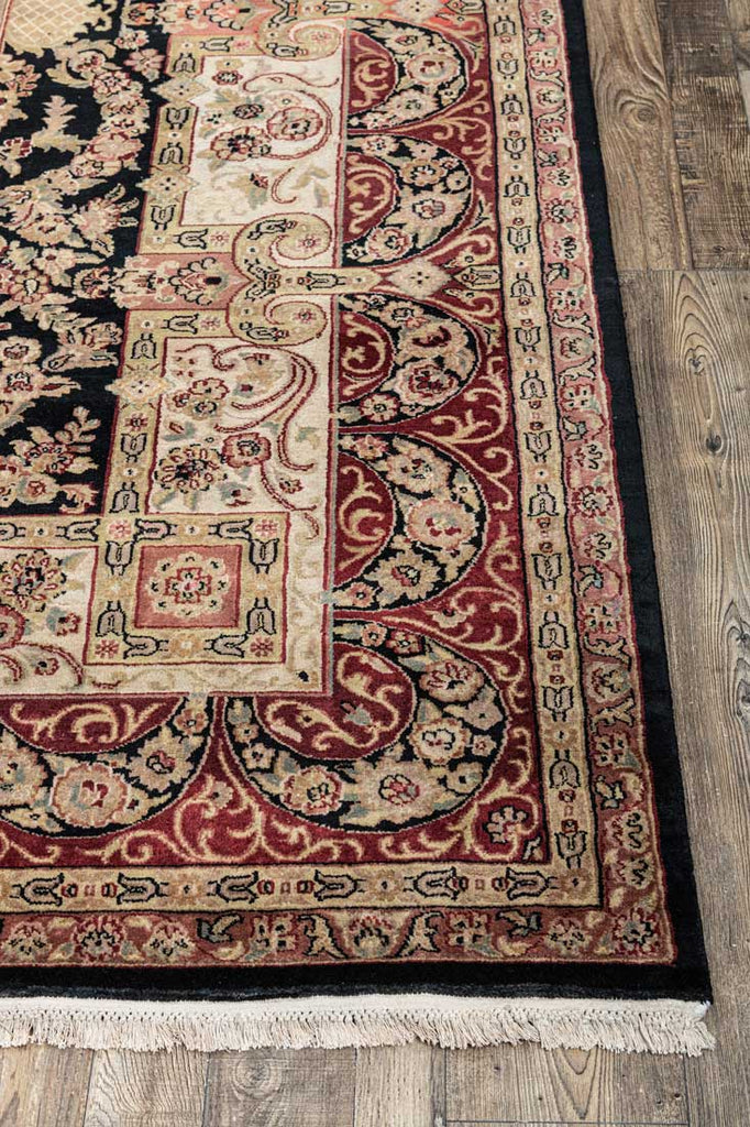 Luxury - Gharana Black Red Woolen Hand Knotted Premium Carpet