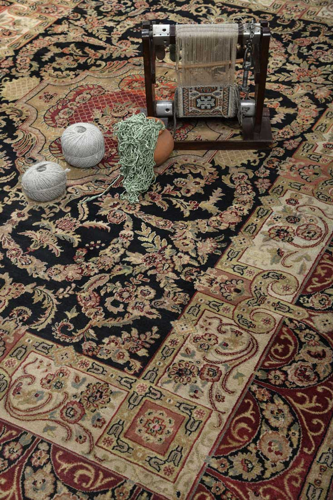 Luxury - Gharana Black Red Woolen Hand Knotted Premium Carpet