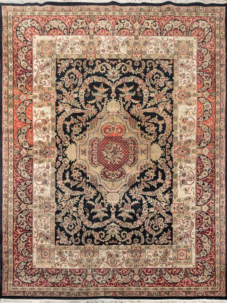 Luxury - Gharana Black Red Woolen Hand Knotted Premium Carpet
