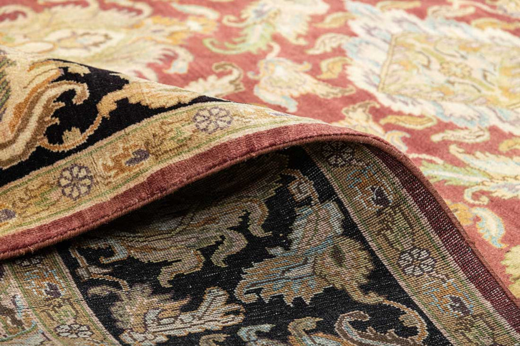 Luxury - Kundan Butti Rust Black Woolen Hand Knotted Premium Carpet