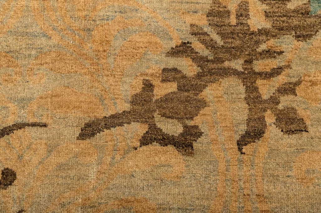 Luxury - Sunahri Gold Teal Woolen Hand Knotted Premium Carpet