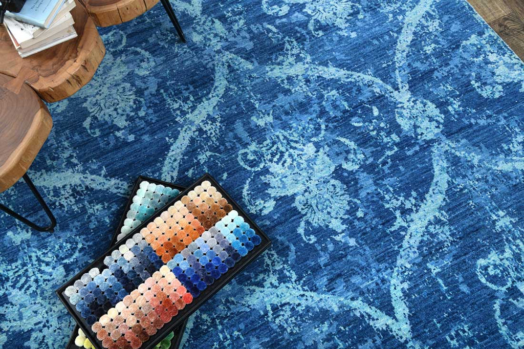 Luxury - Neer Blue Woolen Hand Knotted Premium Carpet