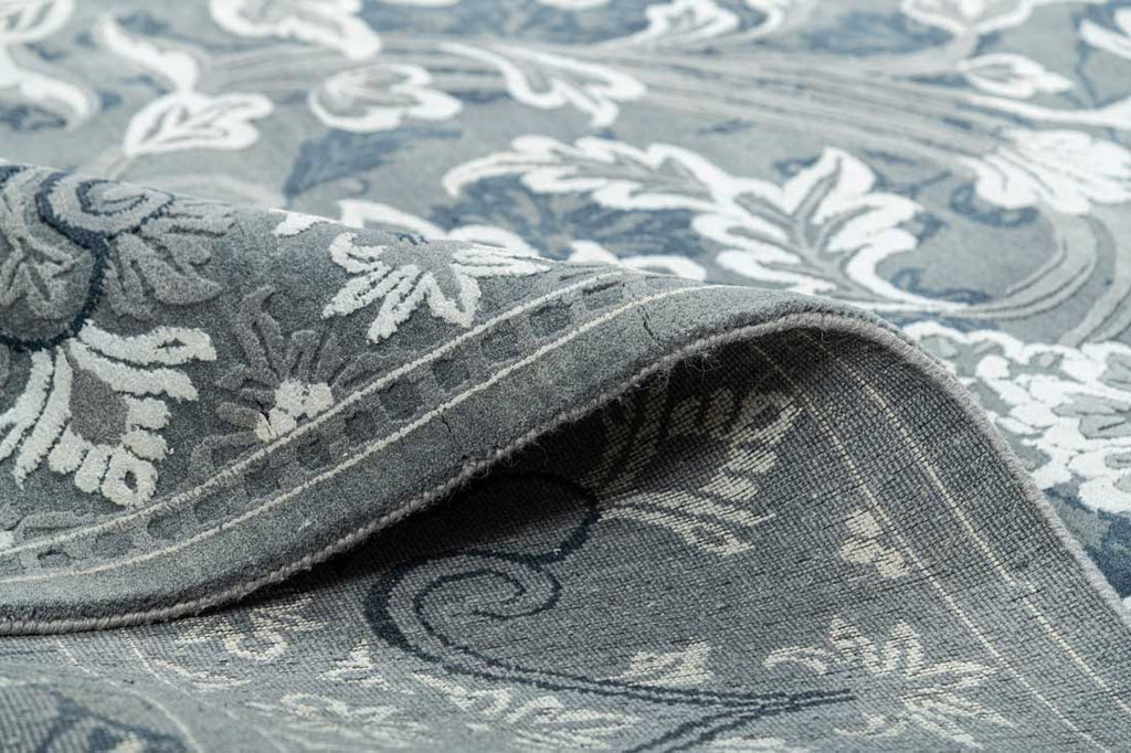 Luxury - Spring Grey Blue Wool & Silk Hand Knotted Premium Carpet