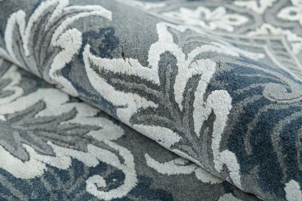 Luxury - Spring Grey Blue Wool & Silk Hand Knotted Premium Carpet