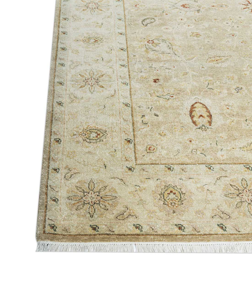 Luxury - Anemone Ivory Beige New Zealand Wool Hand Knotted Premium Carpet