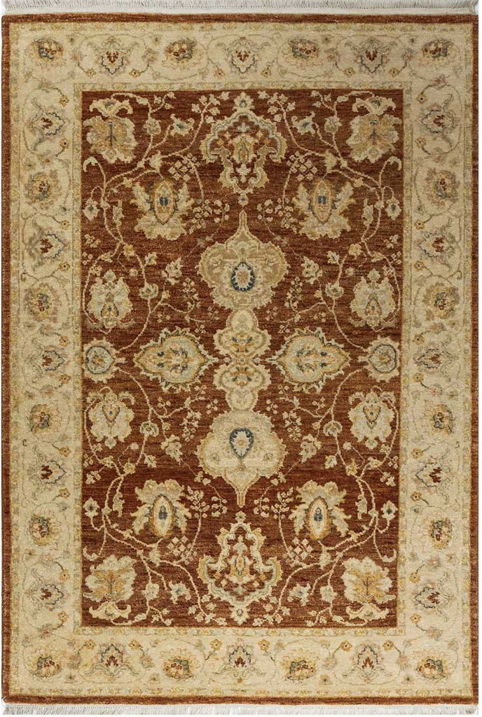 Luxury - Dancer Ivory Red New Zealand Wool Hand Knotted Premium Carpet