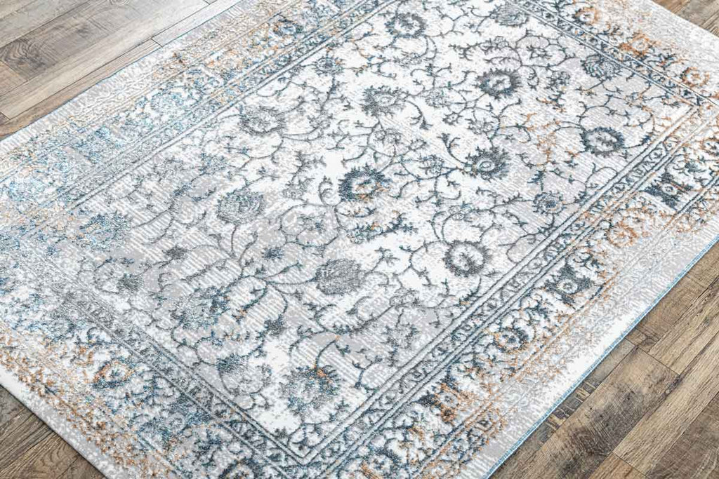 Hamza Blue Silver 100% Polyester Yarn Machine Made