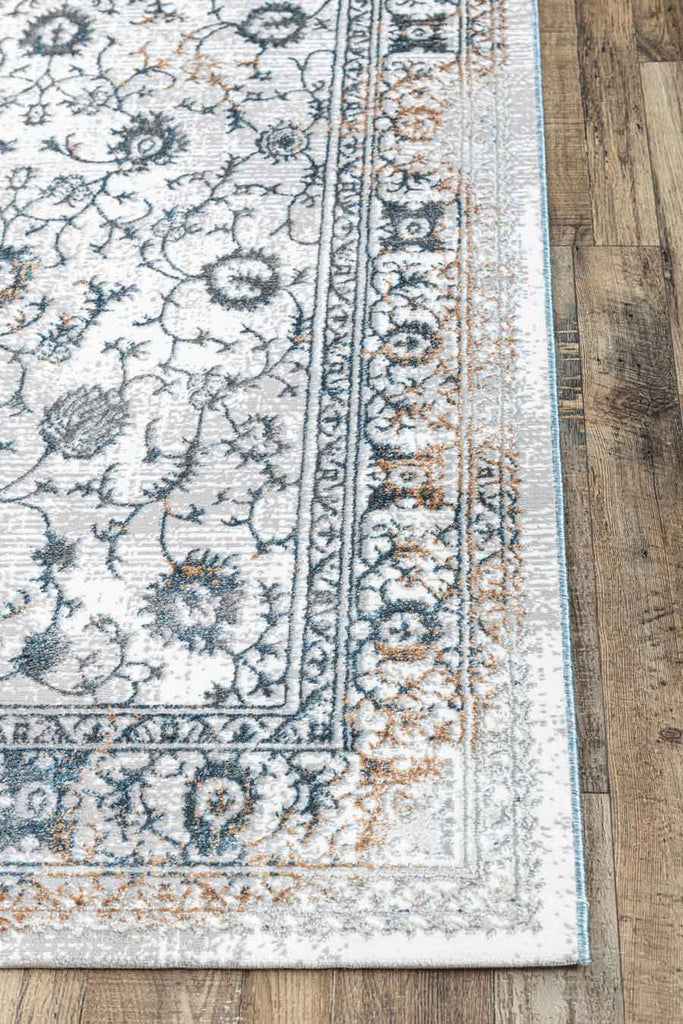 Hamza Blue Silver 100% Polyester Yarn Machine Made