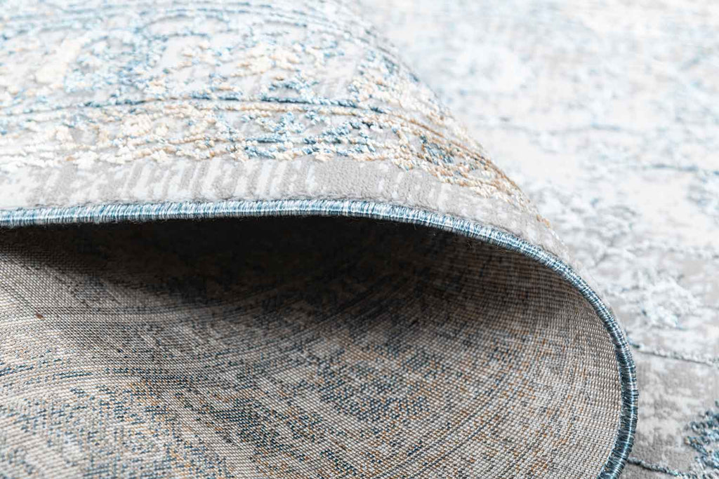 Hamza Blue Silver 100% Polyester Yarn Machine Made