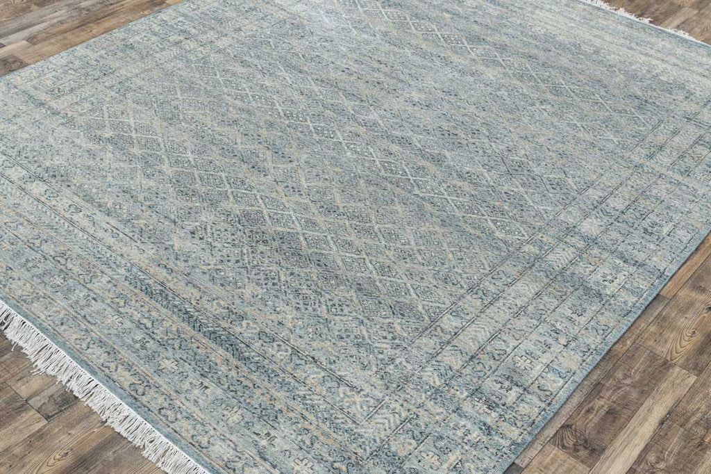 Luxury - Vibrance Green Beige Woolen Hand Knotted Premium Carpet