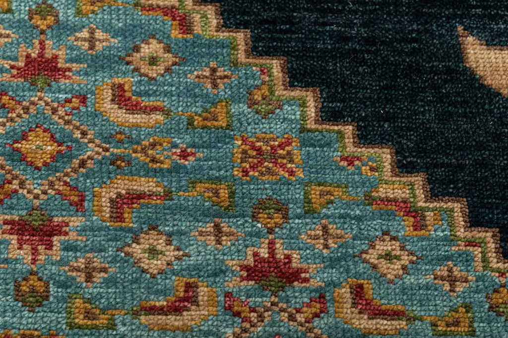 Heriz Blue 100% Wool Hand Knotted Carpet