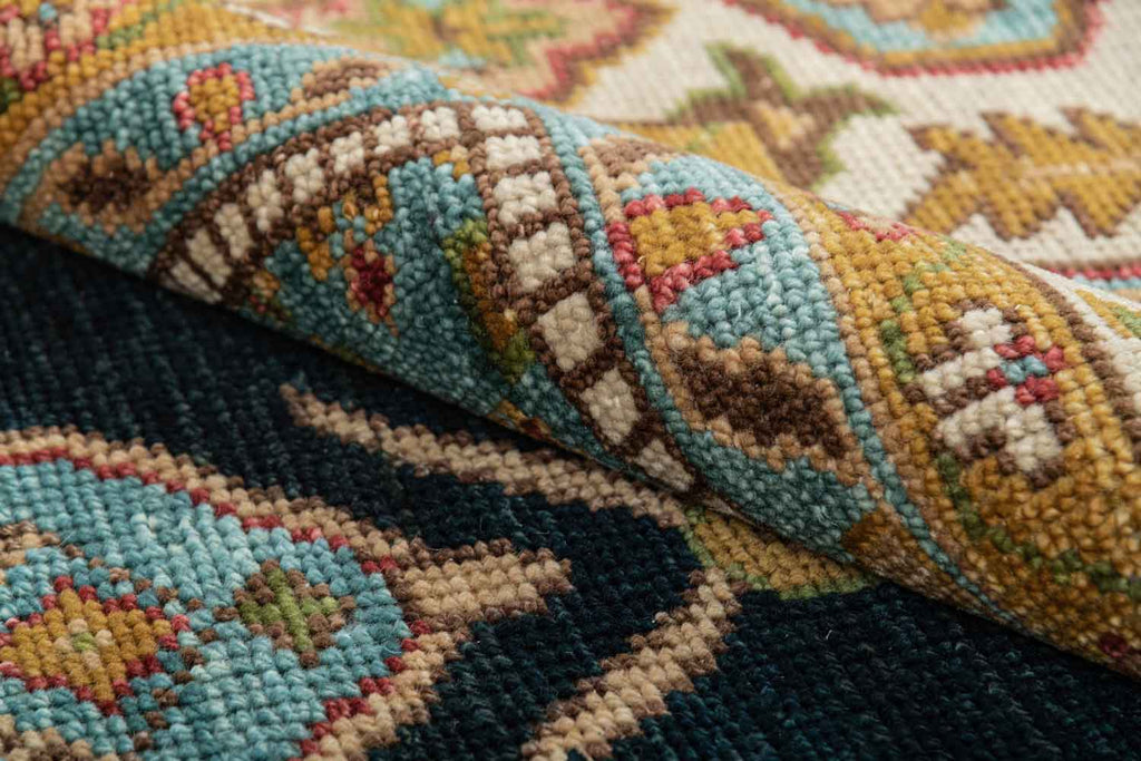 Heriz Blue 100% Wool Hand Knotted Carpet