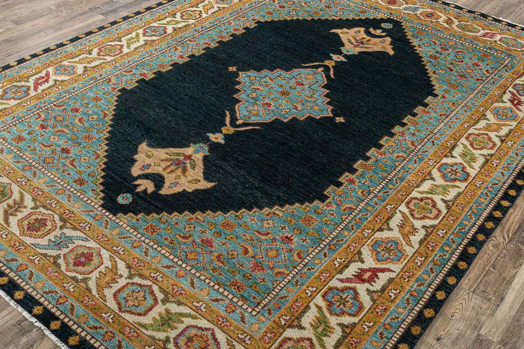 Heriz Blue 100% Wool Hand Knotted Carpet