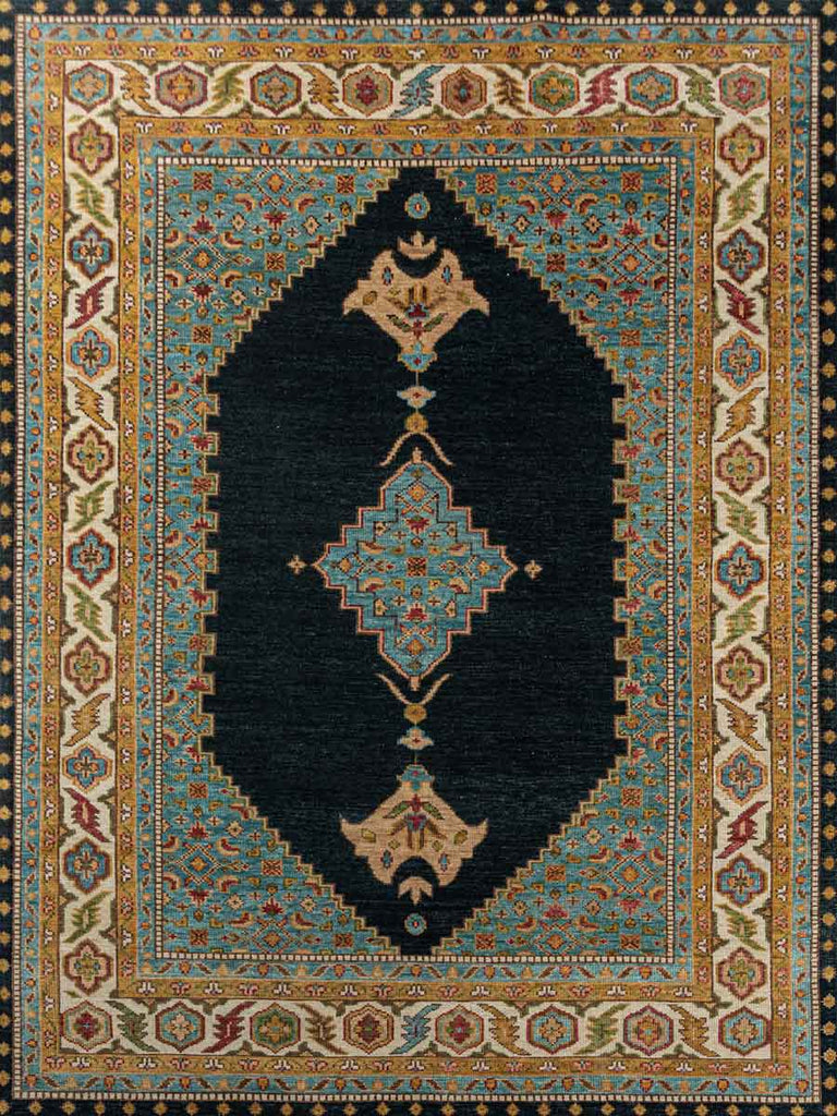 Heriz Blue 100% Wool Hand Knotted Carpet