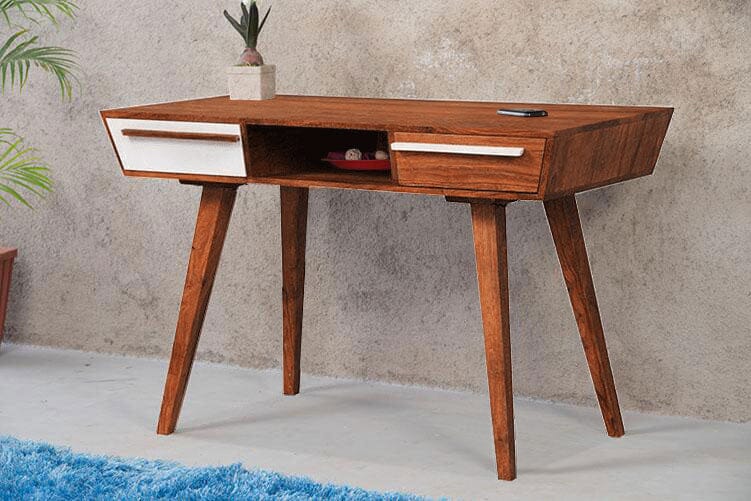 Solid Wood Ellen Study Table with 2 Drawers Honey