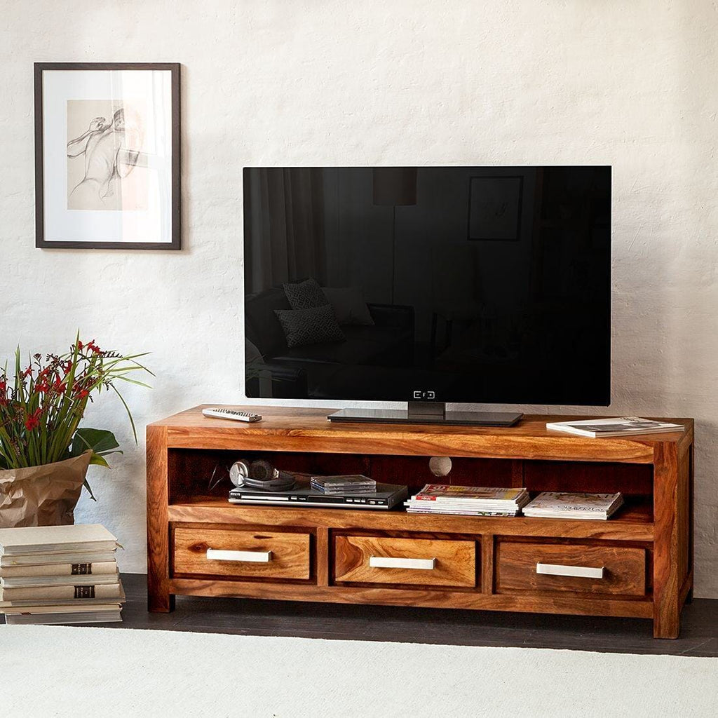 Solid Wood Port Plasma Tv unit Honey