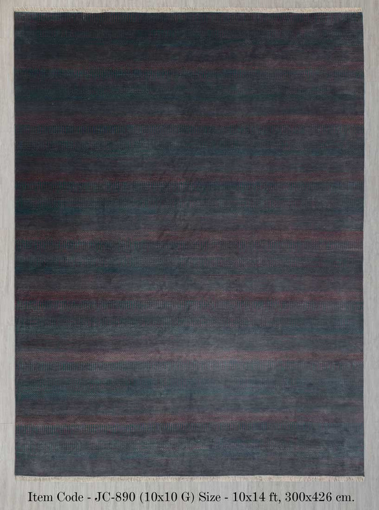 Luxury - Wild Orchid Blue Red Wool & Bamboo Silk Hand Knotted Premium Carpet