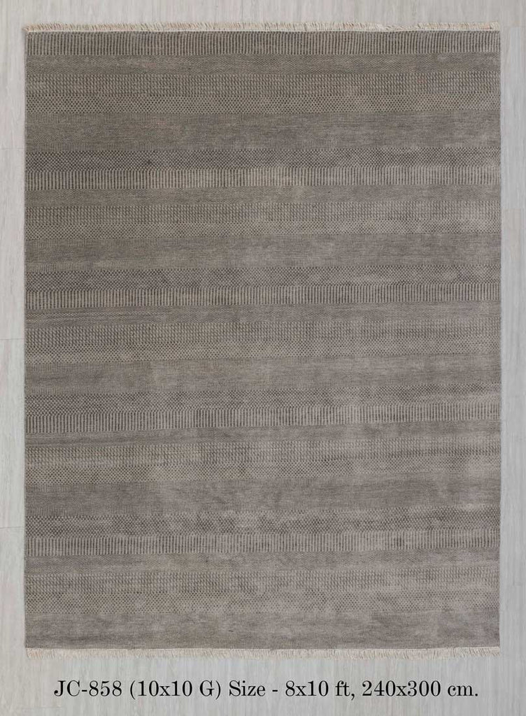 Luxury - Deco Grey Charcoal Wool & Bamboo Silk Hand Knotted Premium Carpet