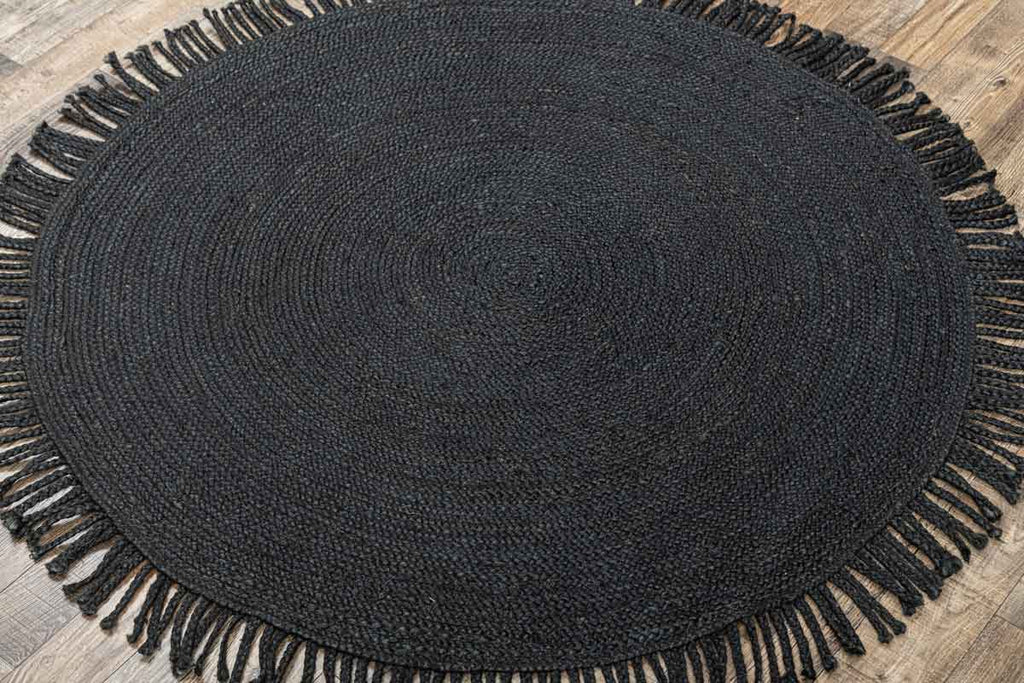 Jute Black 100% Jute Braided Rug