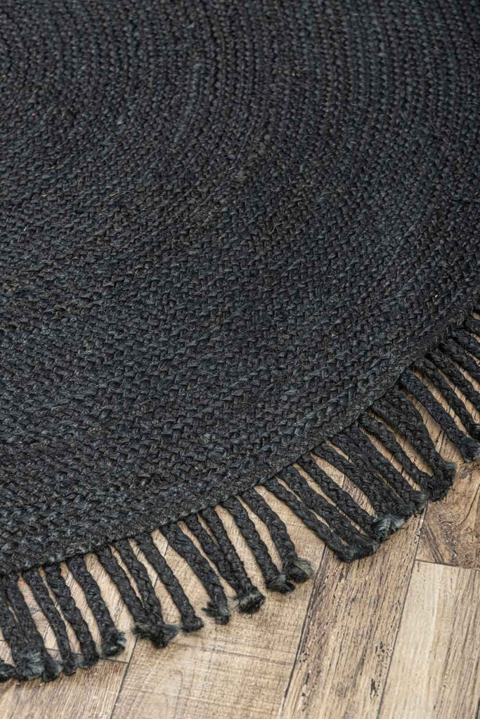 Jute Black 100% Jute Braided Rug