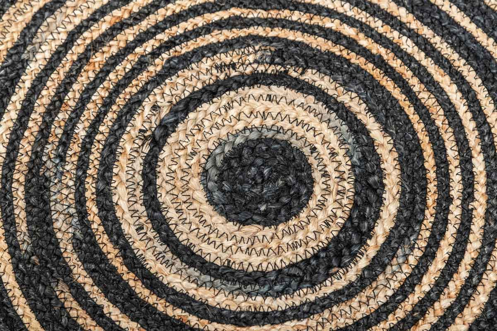 Jute Black Natural 100% Jute Braided Rug