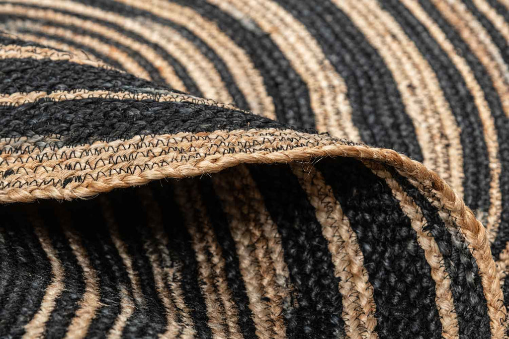 Jute Black Natural 100% Jute Braided Rug