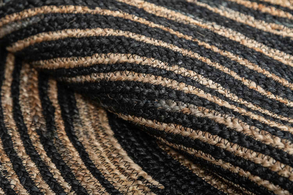 Jute Black Natural 100% Jute Braided Rug
