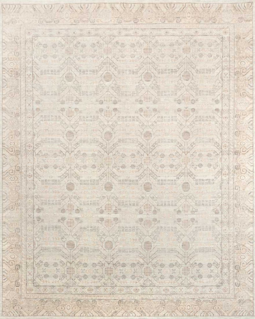 Luxury - Vibrance Beige Blue Woolen Hand Knotted Premium Carpet