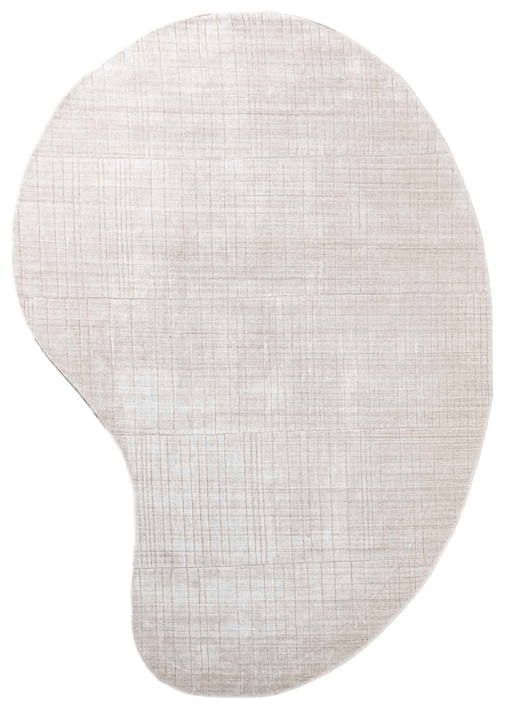 Lines Bean Beige Wool And Bamboo Silk Handloom Carpet