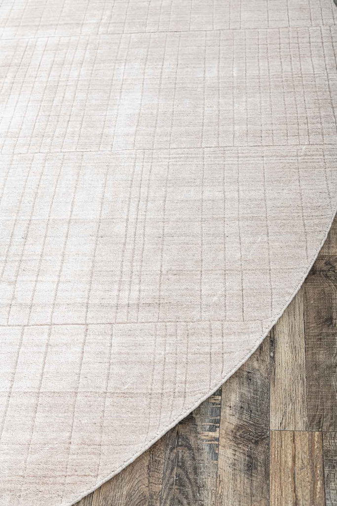 Lines Bean Beige Wool And Bamboo Silk Handloom Carpet