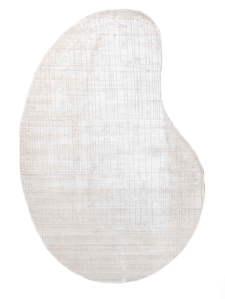 Lines Bean Beige Wool And Bamboo Silk Handloom Carpet